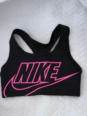 Nike Black Sports Bra with Hot Pink Logo